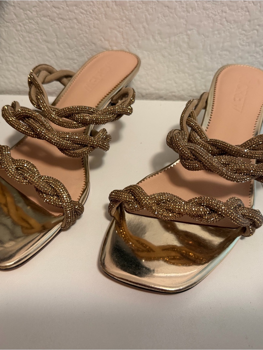J. Crew Gold Braided Strap Women's Slide Sandals NWT